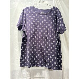 Croft Barrow Size Large The Classic Tee Navy King Print Cotton Short Sleeve